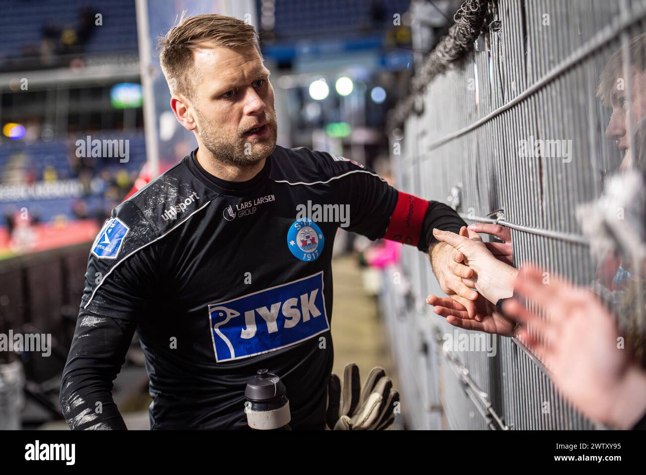 Brondby, Denmark. 17th, March 2024. Goalkeeper Nicolai Larsen of ...