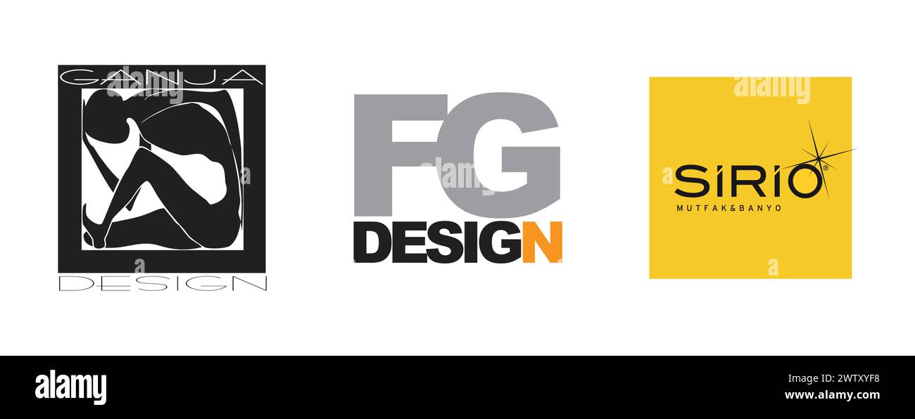 Sirio Mutfak Banyo, GANJADESIGN, FG Design.Arts and design editorial logo collection. Stock Vector