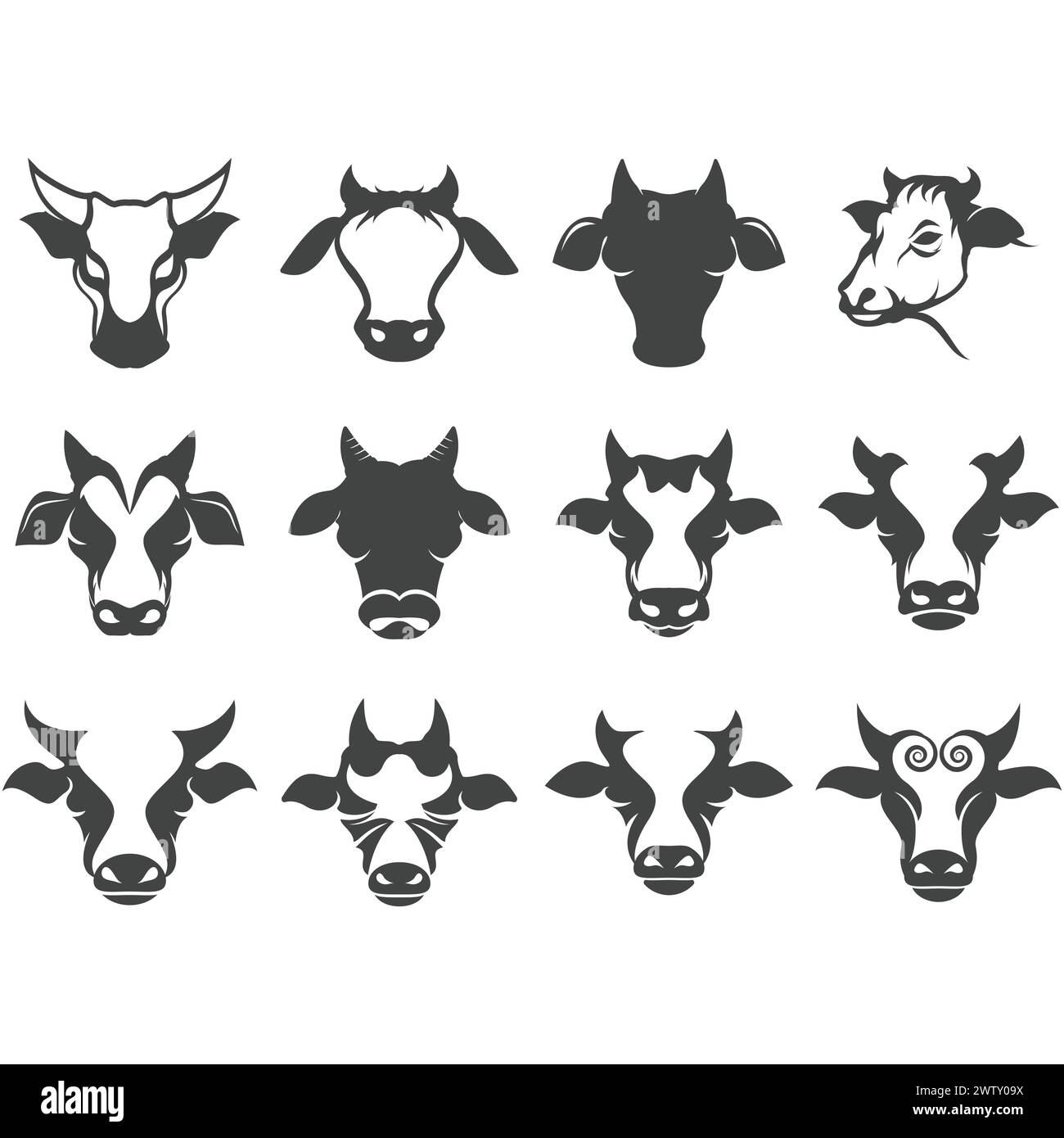 Cow icon set logo vector Stock Vector Image & Art - Alamy