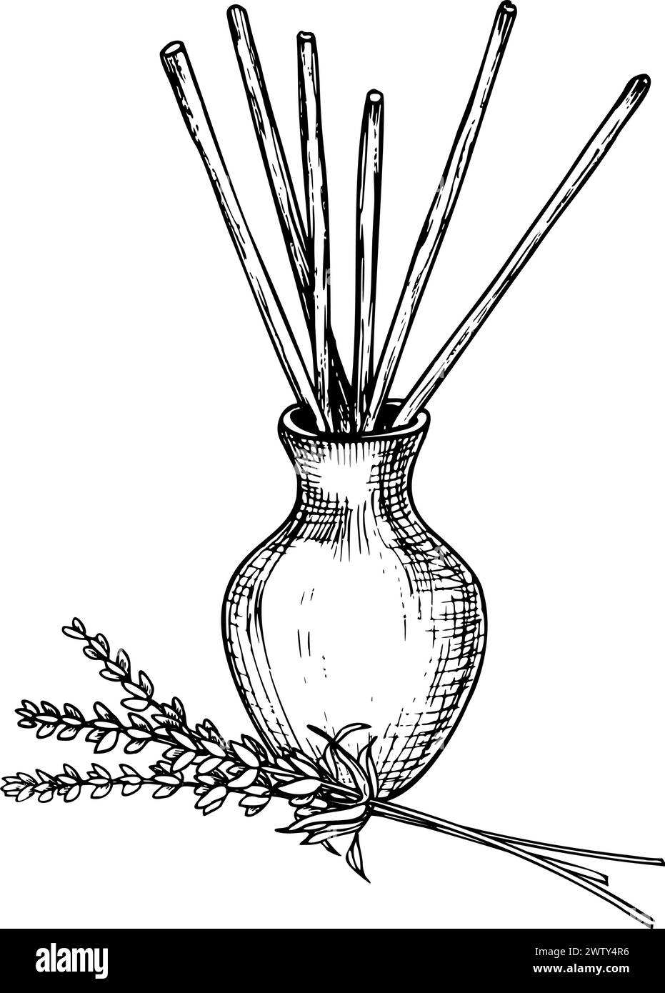 Diffuser with Lavender Vector illustration. Drawing of refresher with