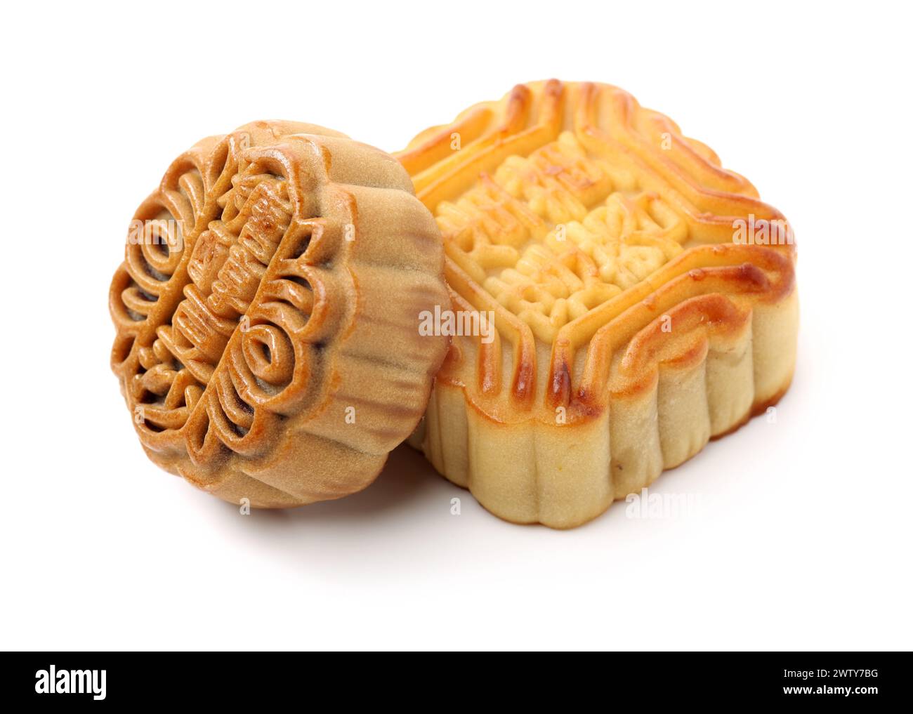 Mid-Autumn Festival moon cake on white background Stock Photo - Alamy