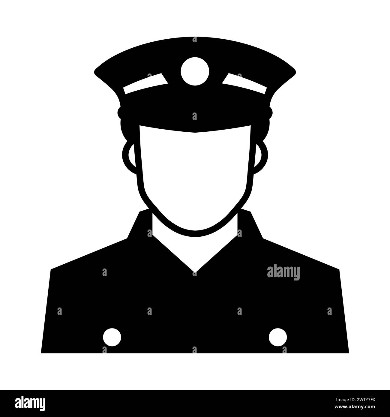 black vector policeman icon on white background Stock Vector