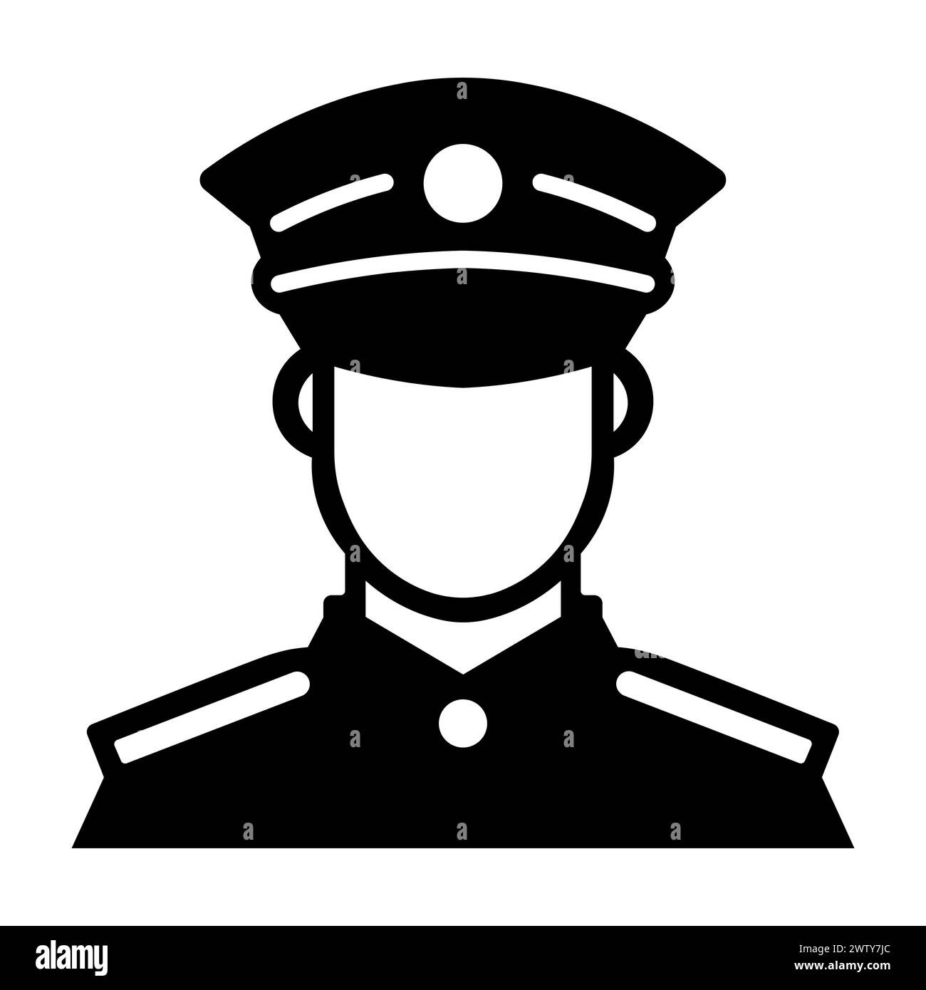 black vector policeman icon on white background Stock Vector