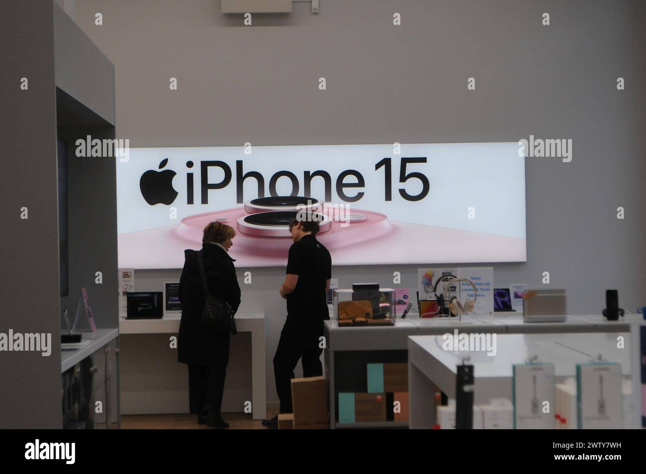 Copenhagen, Denmark /20 March 2024/.Apples iphone pro15 and other brand ...