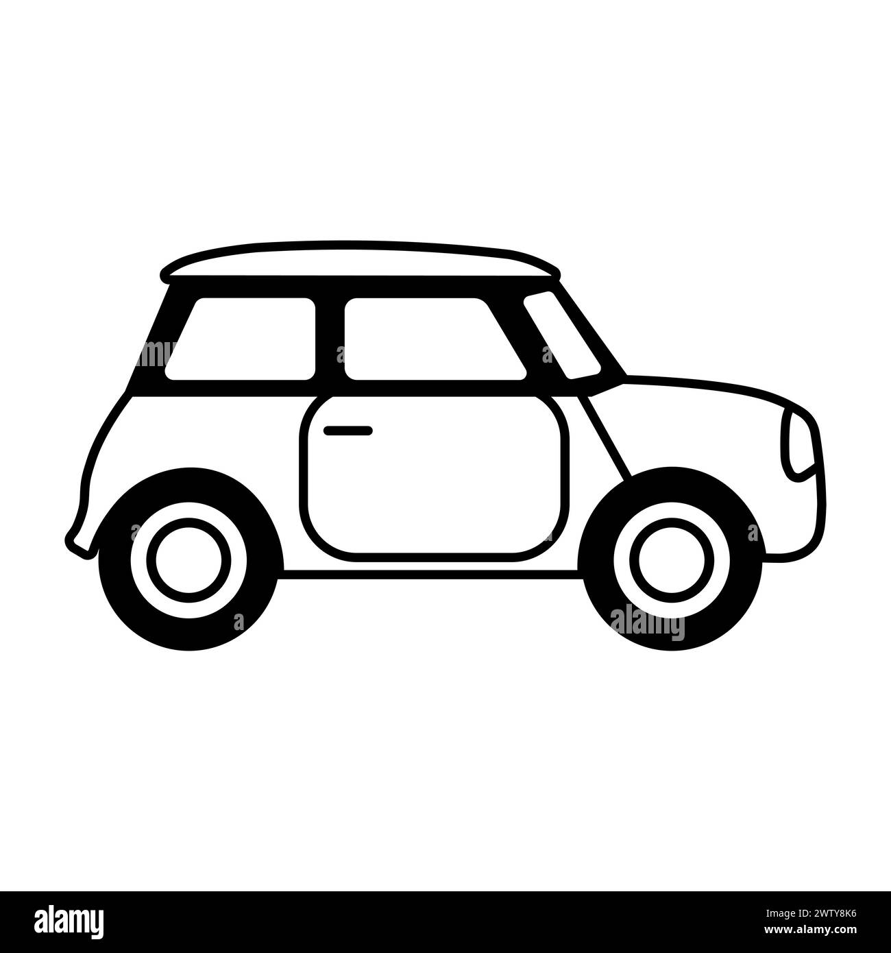 black vector retro car icon on white background Stock Vector