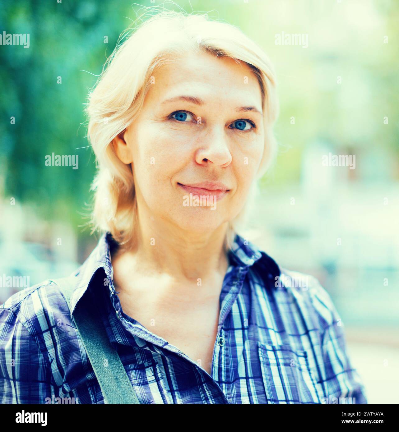 Portrait of elderly blonde woman Stock Photo Alamy