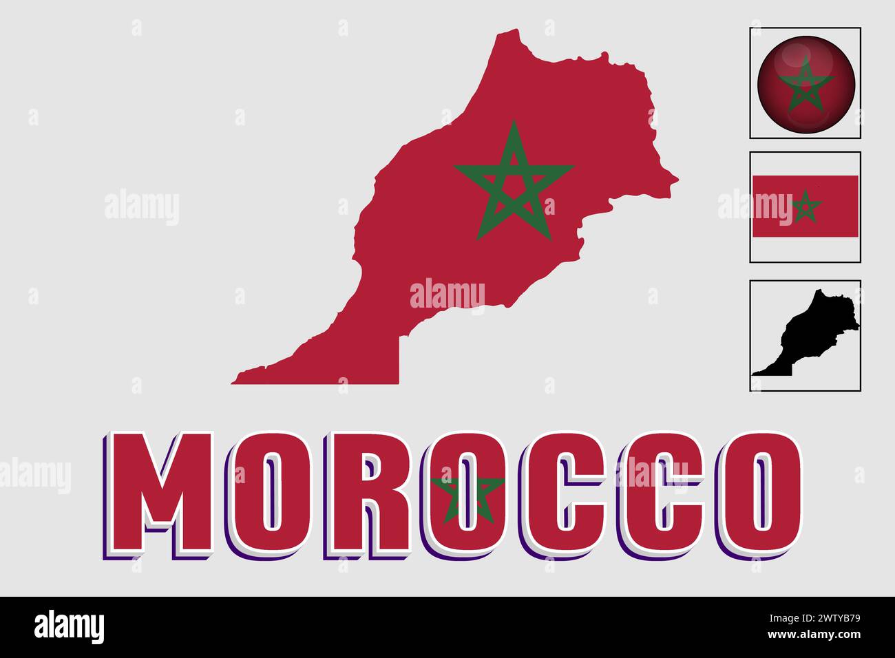 Morocco flag and map in a vector graphic Stock Vector