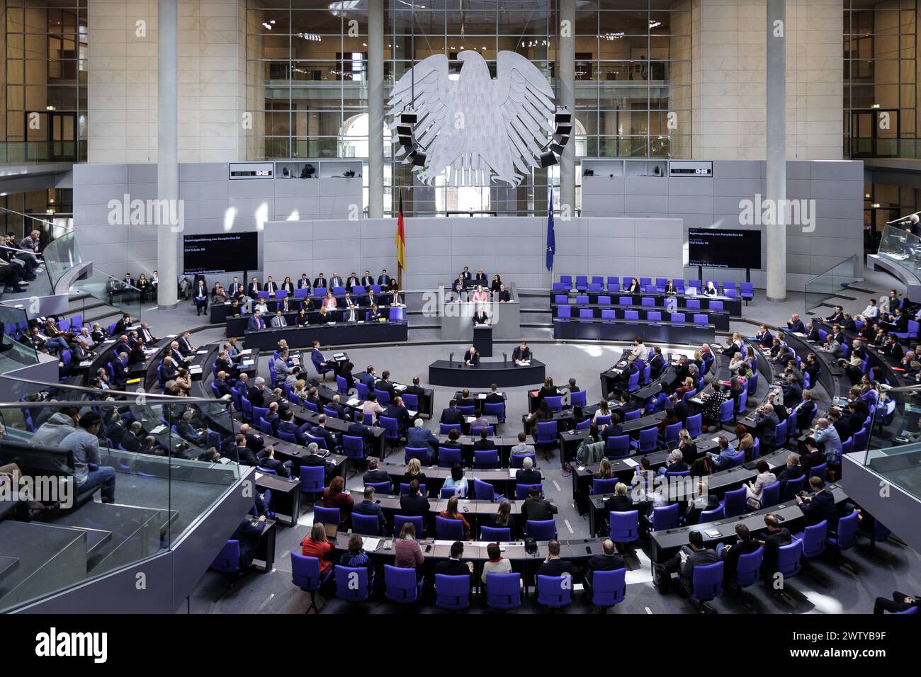 Olaf Scholz, Bundeskanzler, aufgenommen im Rahmen der Regierungserklaerung zum Europaeischen Rat. Berlin, 20.03.2024. Berlin Deutschland *** Olaf Scholz, Federal Chancellor, recorded as part of the government statement on the European Council Berlin, 20 03 2024 Berlin Germany Copyright: xJaninexSchmitzxphotothek.dex Stock Photo