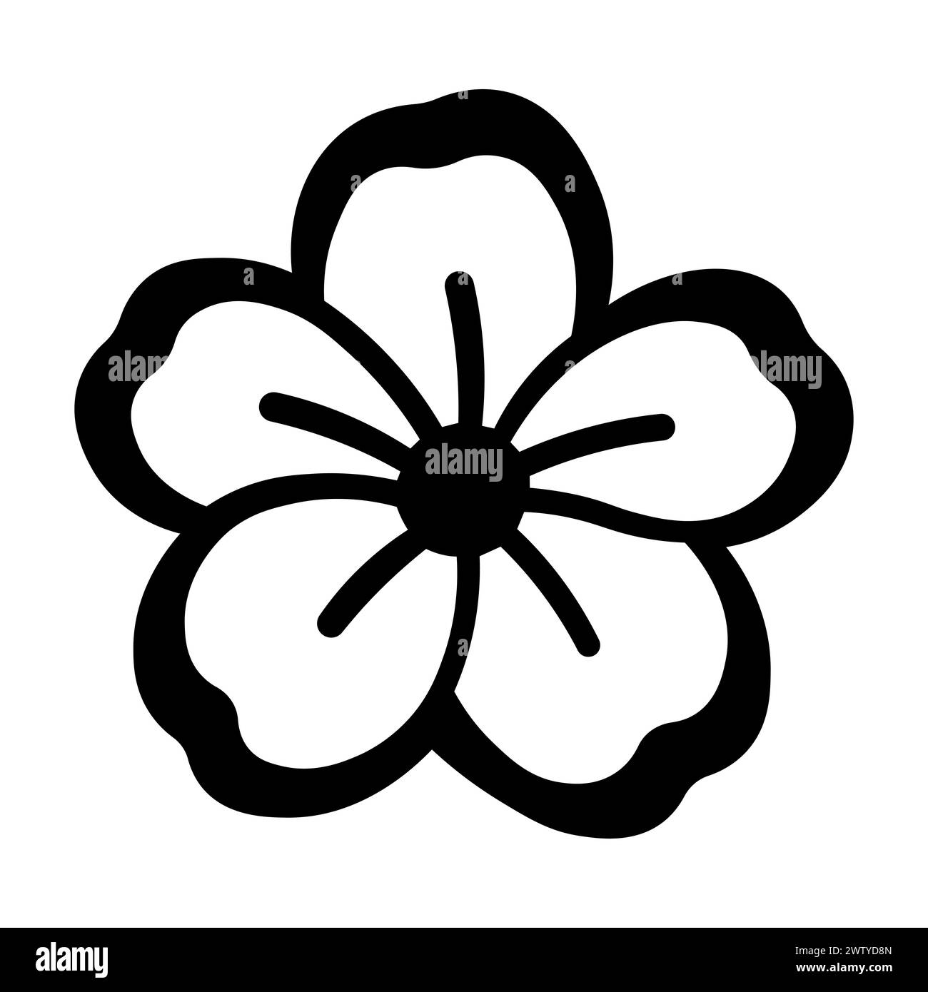 black vector sakura icon on white background Stock Vector