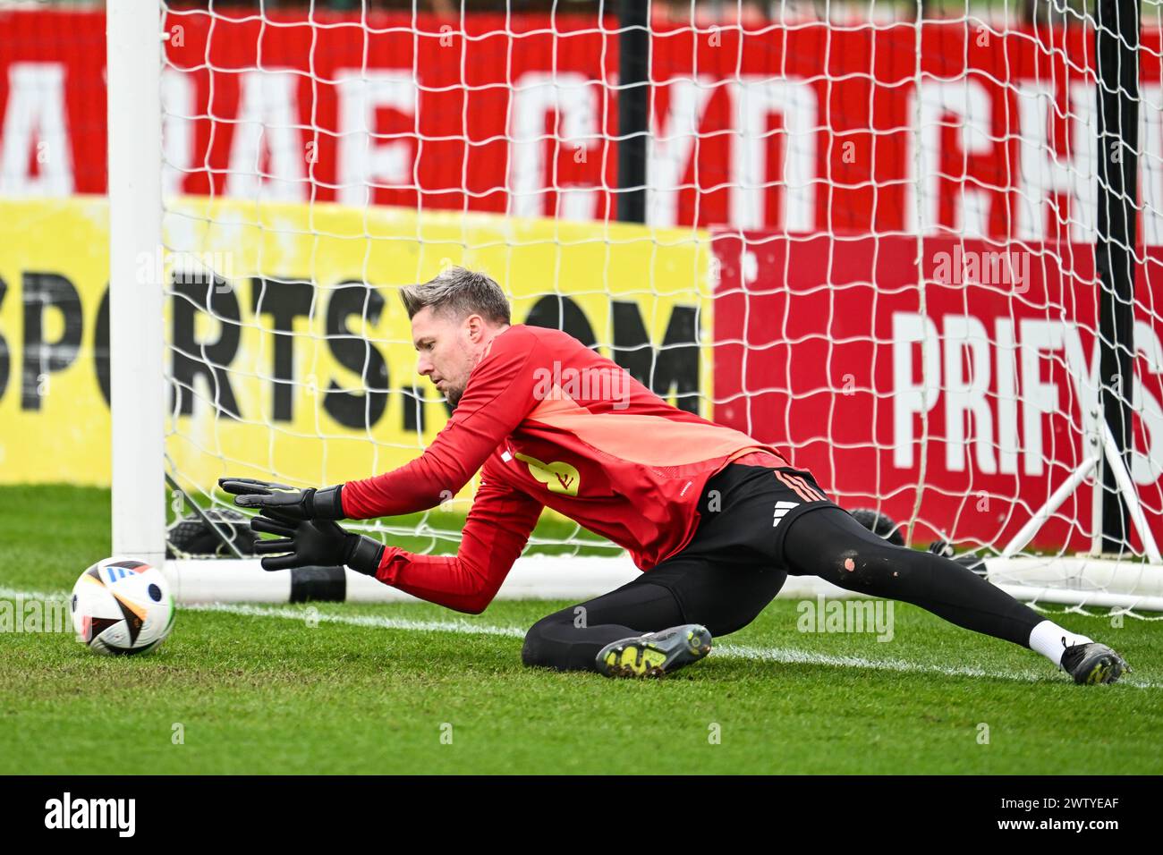 Wayne Hennessey of Wales during warms up ahead of the Wales open training session at Vale Resort Training complex, Hensol, United Kingdom, 20th March 2024 (Photo by Craig Thomas/News Images) in, on 3/20/2024. (Photo by Craig Thomas/News Images/Sipa USA) Credit: Sipa USA/Alamy Live News Stock Photo