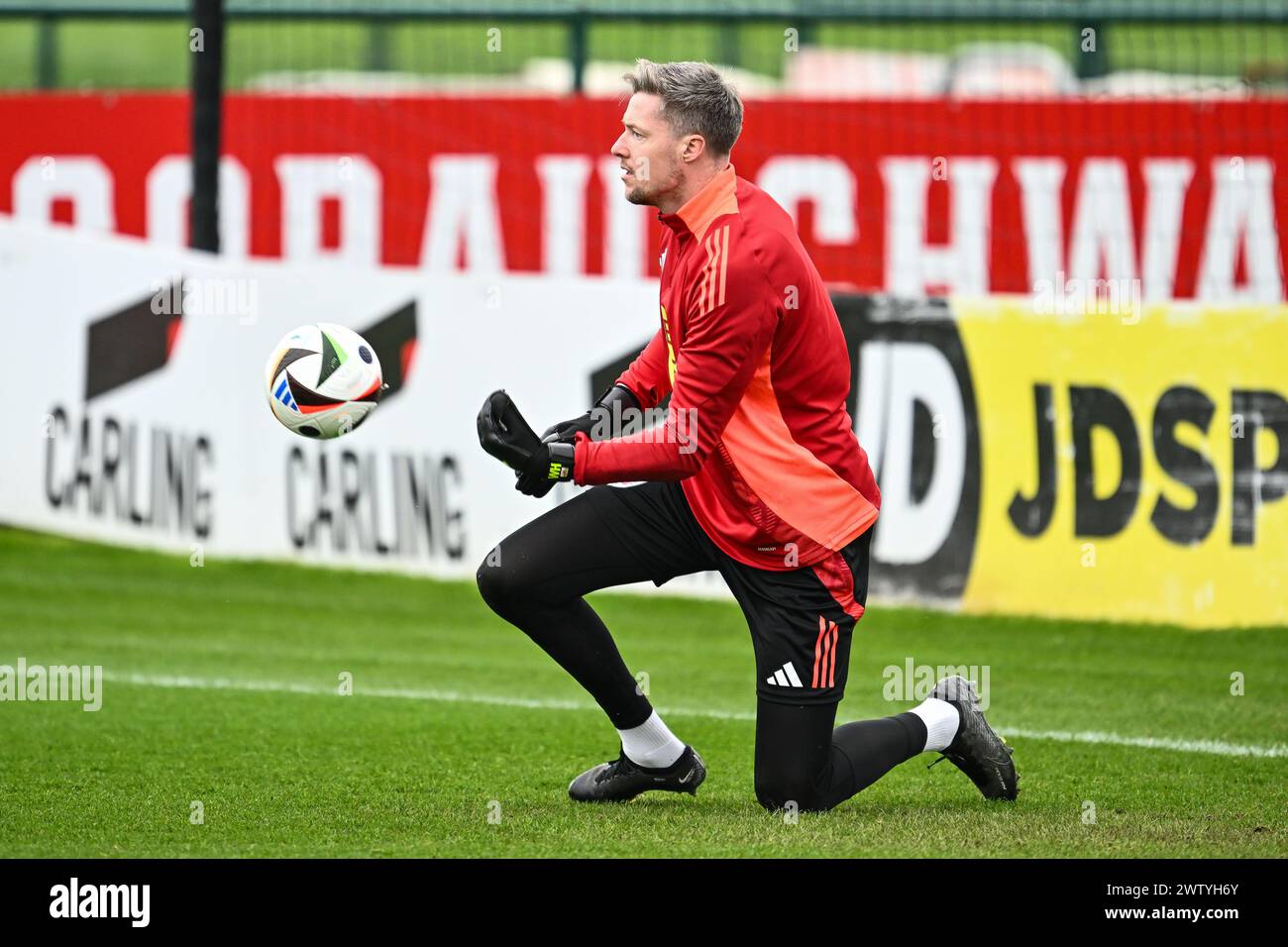 Wayne Hennessey of Wales during warms up ahead of the Wales open training session at Vale Resort Training complex, Hensol, United Kingdom, 20th March 2024 (Photo by Craig Thomas/News Images) in, on 3/20/2024. (Photo by Craig Thomas/News Images/Sipa USA) Credit: Sipa USA/Alamy Live News Stock Photo