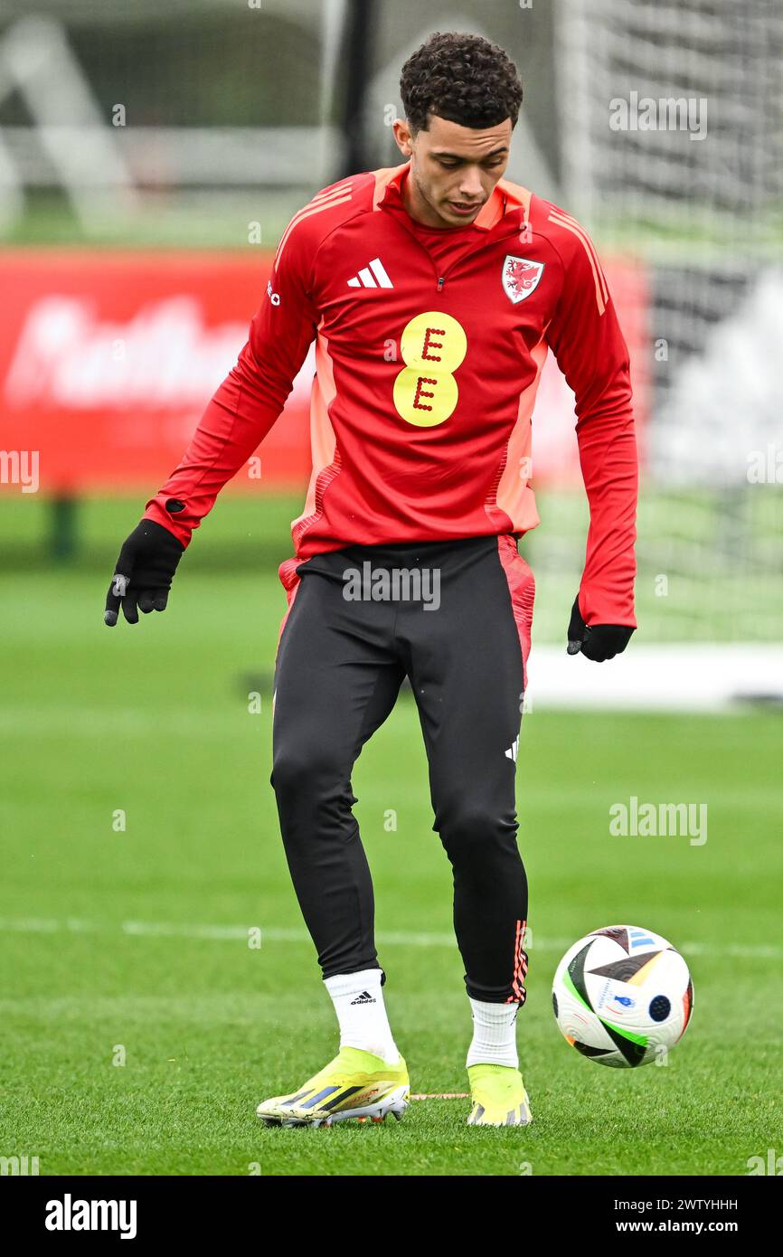 Brennan Johnson of Wales during the Wales open training session at Vale Resort Training complex, Hensol, United Kingdom. 20th Mar, 2024. (Photo by Craig Thomas/News Images) in, on 3/20/2024. (Photo by Craig Thomas/News Images/Sipa USA) Credit: Sipa USA/Alamy Live News Stock Photo