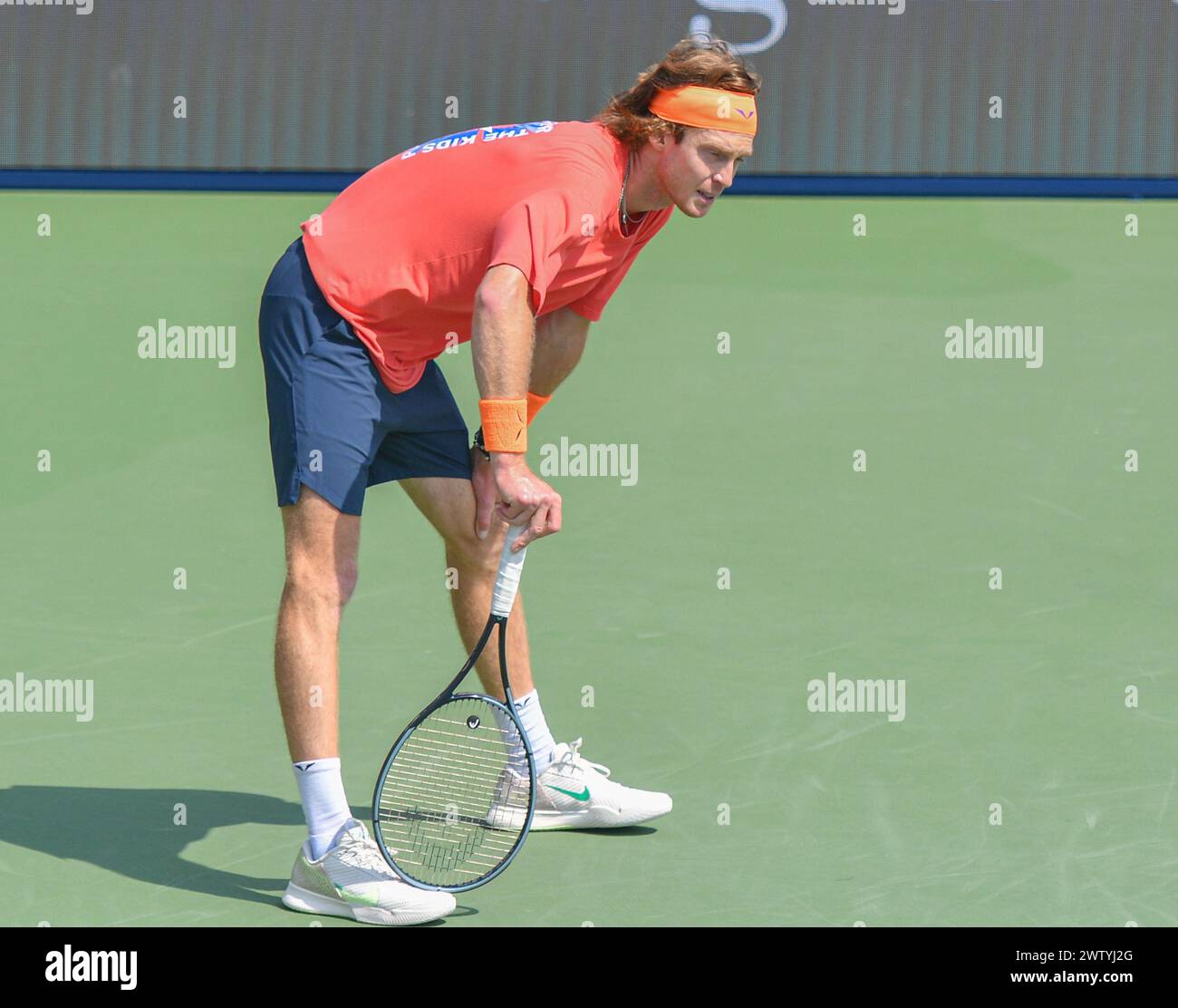 Dubai, February 29th 2024 - Photo of Russia's Andrey Rublev practising ...
