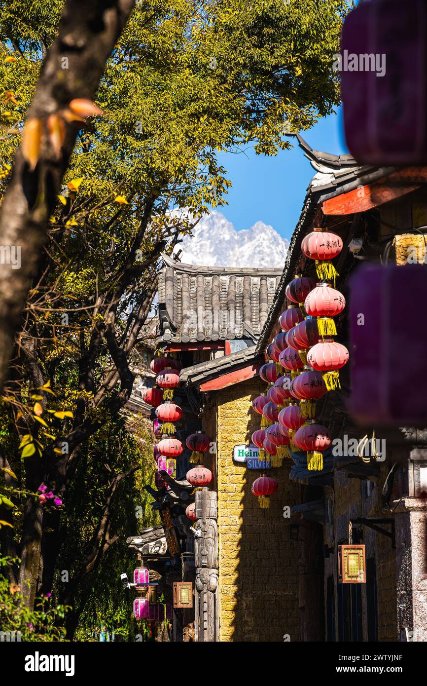 Old town of lijiang flowers hi-res stock photography and images - Alamy