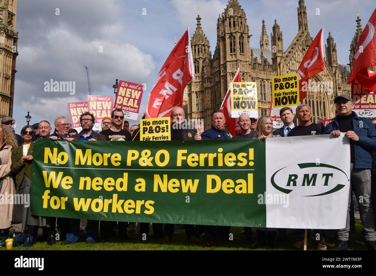 March 20, 2024, London, England, UK: Members of the trade unions RMT ...