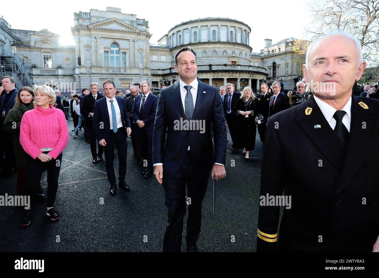 (240320) -- DUBLIN, March 20, 2024 (Xinhua) -- This file photo taken on Dec. 17, 2022 shows Leo Varadkar (C) in Dublin, Ireland. The prime minister of the Republic of Ireland Leo Varadkar announced Wednesday that he will resign as party leader immediately and as Taoiseach as soon as his Fine Gael successor is selected. (The Houses of the Oireachtas/Handout via Xinhua) Stock Photo