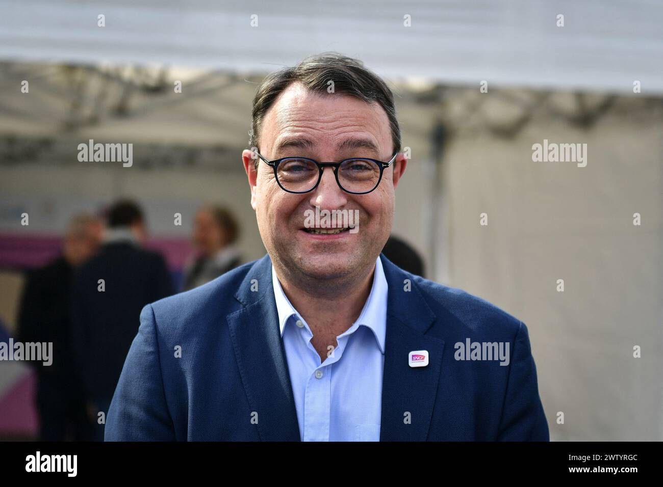 Paris, France. 20th Mar, 2024. Director of Transilien SNCF Alain Ribat ...