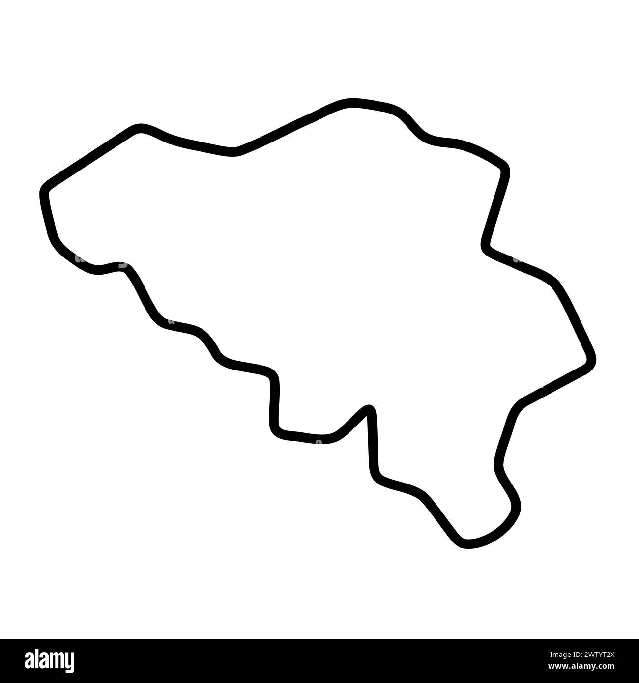 Belgium country simplified map. Thick black outline contour. Simple ...