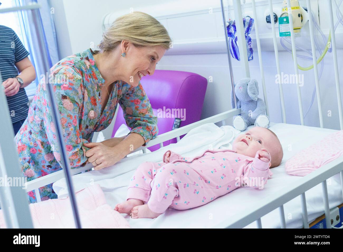 The Duchess of Edinburgh meets 4 month old patient Grace Milligan during a visit to the Paediatric Neurosciences Ward at Leeds Children's Hospital. Picture date: Wednesday March 20, 2024. Stock Photo