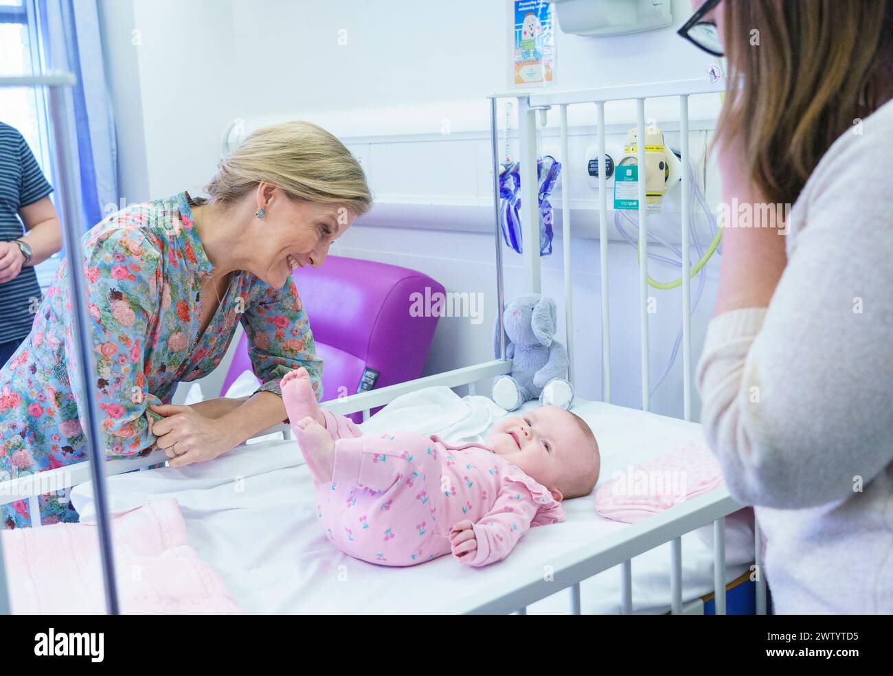 The Duchess of Edinburgh meets 4 month old patient Grace Milligan during a visit to the Paediatric Neurosciences Ward at Leeds Children's Hospital. Picture date: Wednesday March 20, 2024. Stock Photo