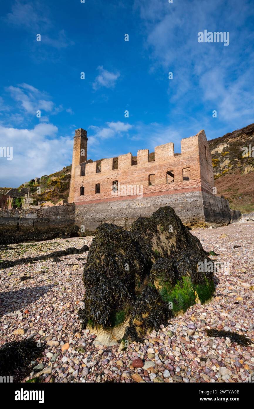 Remains of an old abandoned brickworks at Porth Wen on the North coast ...