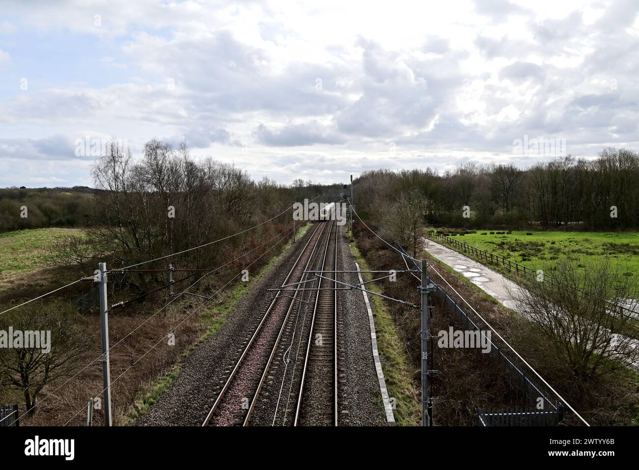 Around The UK - Images of the Preston to Wigan Railway line, near Standish Stock Photo