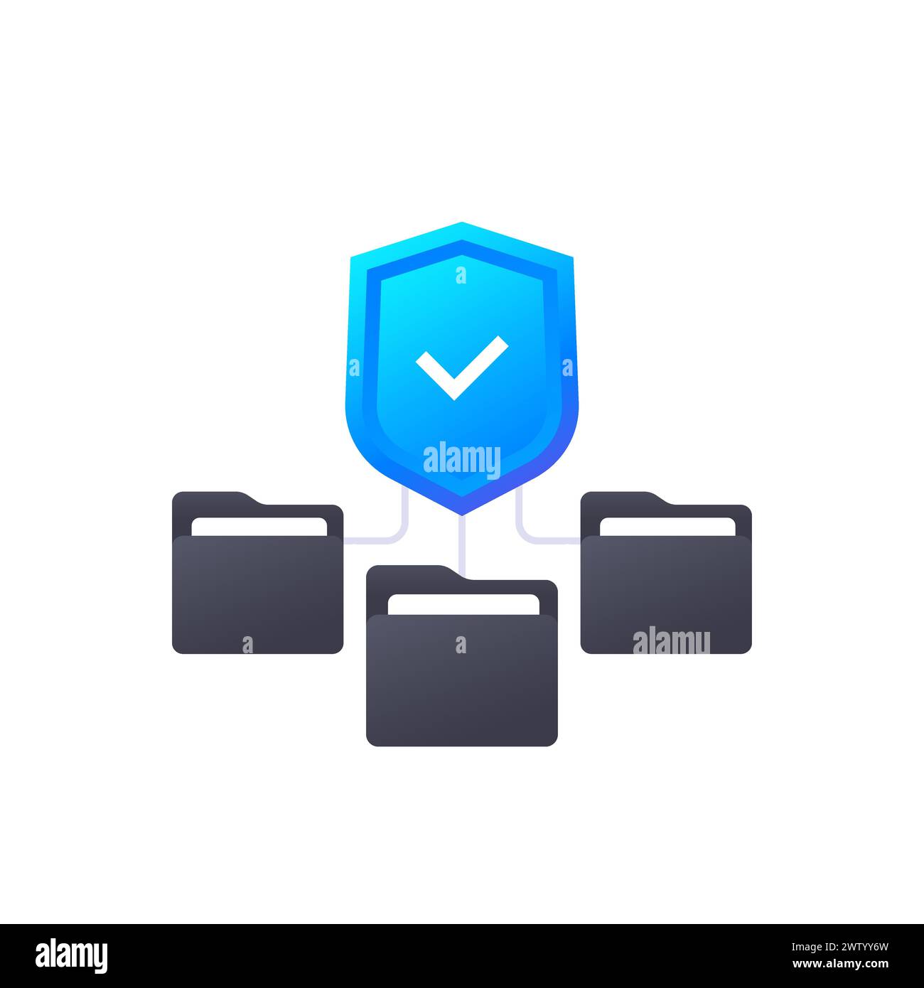 secure folders vector icon with a shield Stock Vector