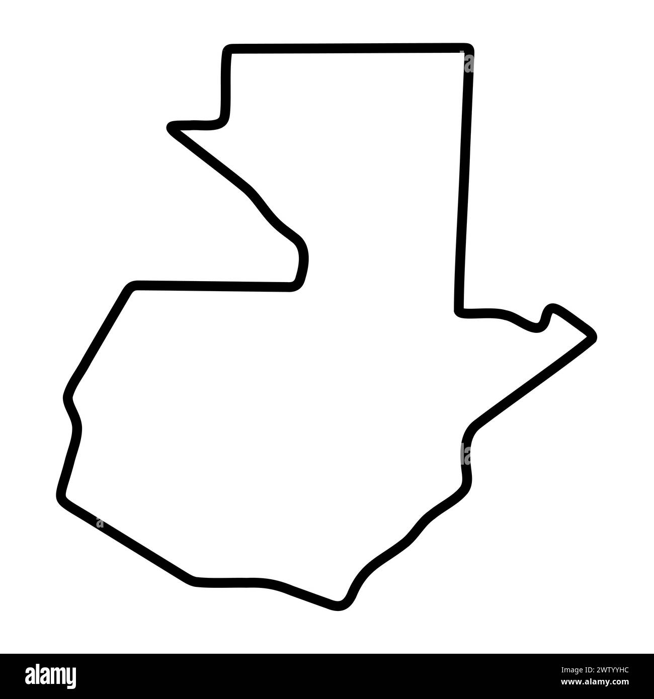 Guatemala country simplified map. Thick black outline contour. Simple vector icon Stock Vector