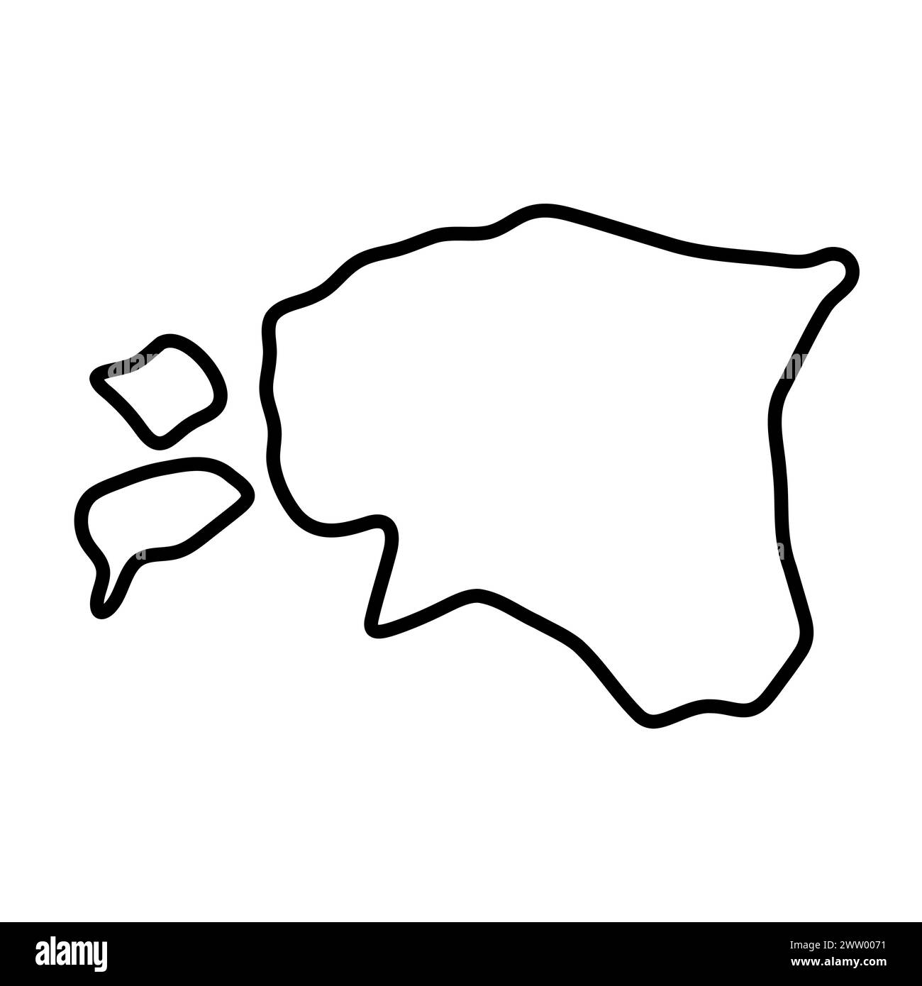 Estonia country simplified map. Thick black outline contour. Simple vector icon Stock Vector