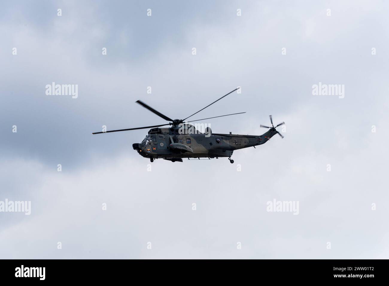 Kiel, 20.03.2024, Marinehubschrauber Sea King Mk41 besuchen Kiel und verabschieden sich auf dem MfG 5 Gelände zum 50. Jahrestag bevor sie mit 4 weiteren Sea King als Militärhilfe in die Ukraine gebracht werden. *** Kiel, 20 03 2024, Marine helicopters Sea King Mk41 visit Kiel and say goodbye at the MfG 5 site for the 50th anniversary before they are taken to Ukraine with 4 other Sea King as military aid Stock Photo