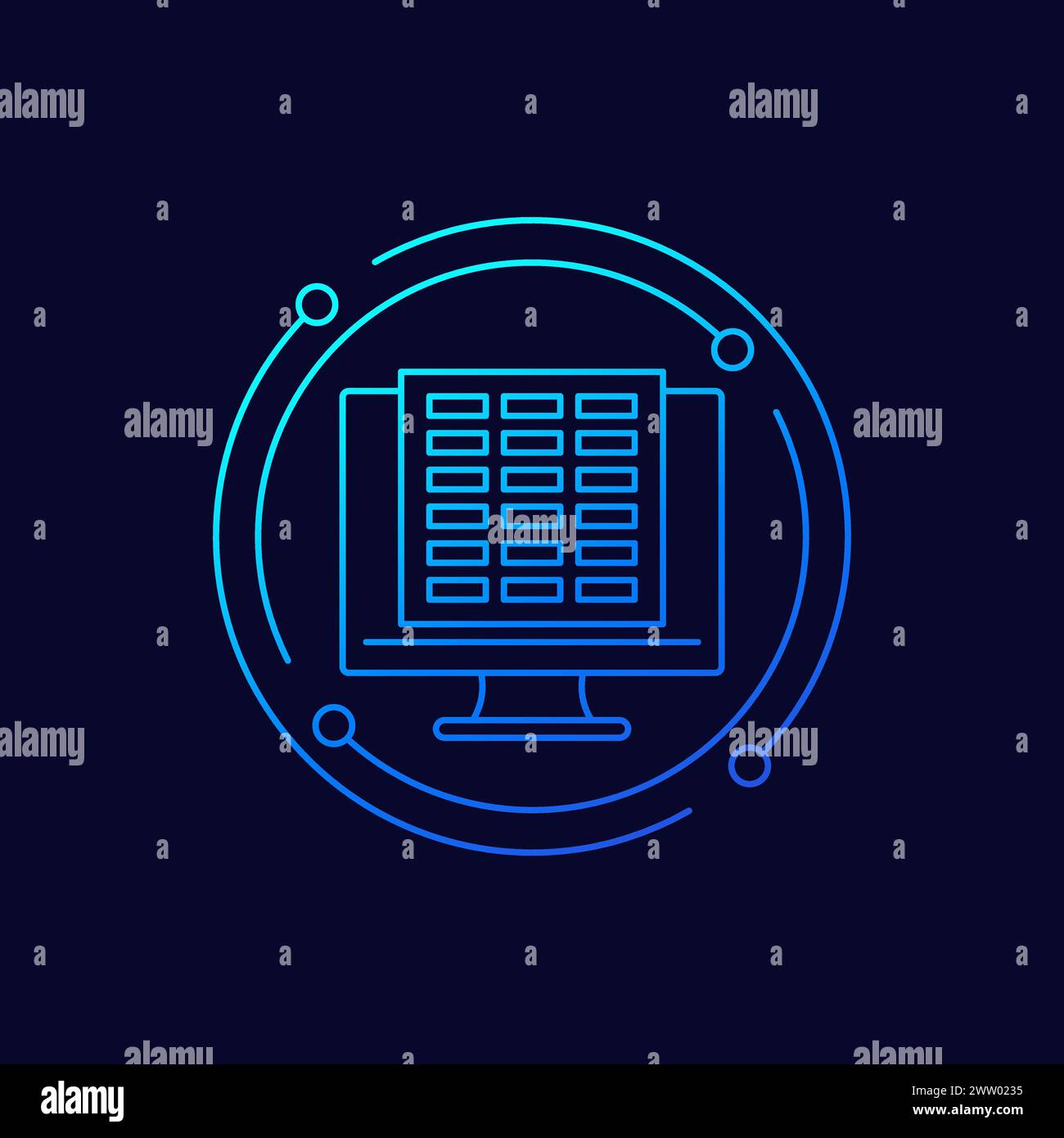 online spreadsheets icon, linear design Stock Vector