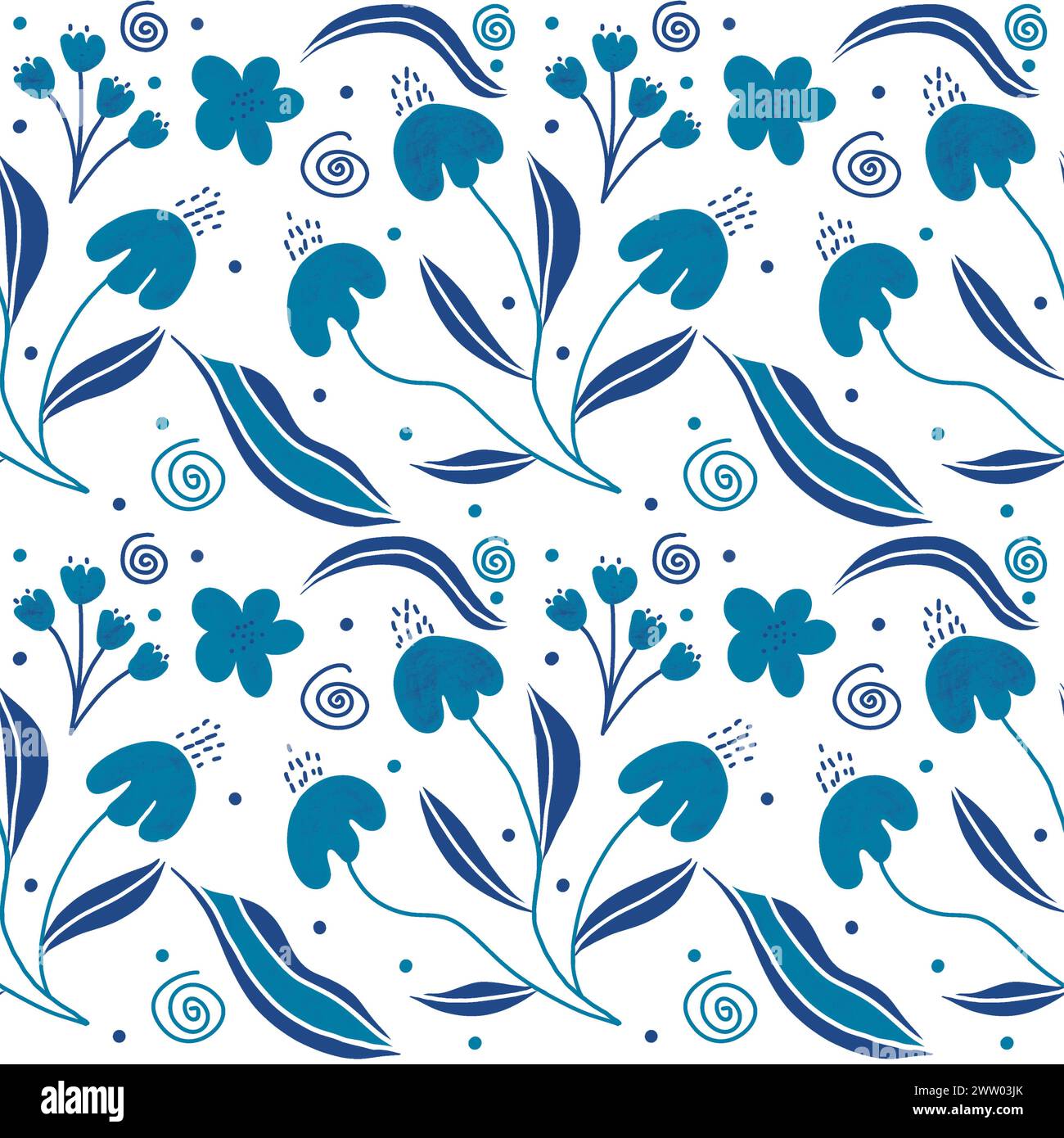Illustration of a cute seamless pattern with flowers Stock Photo - Alamy