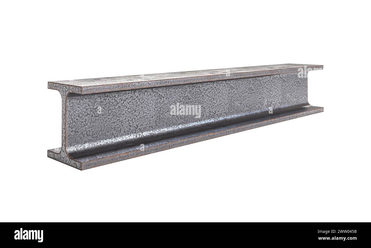 metal beam isolated on white background. 3d render Stock Photo