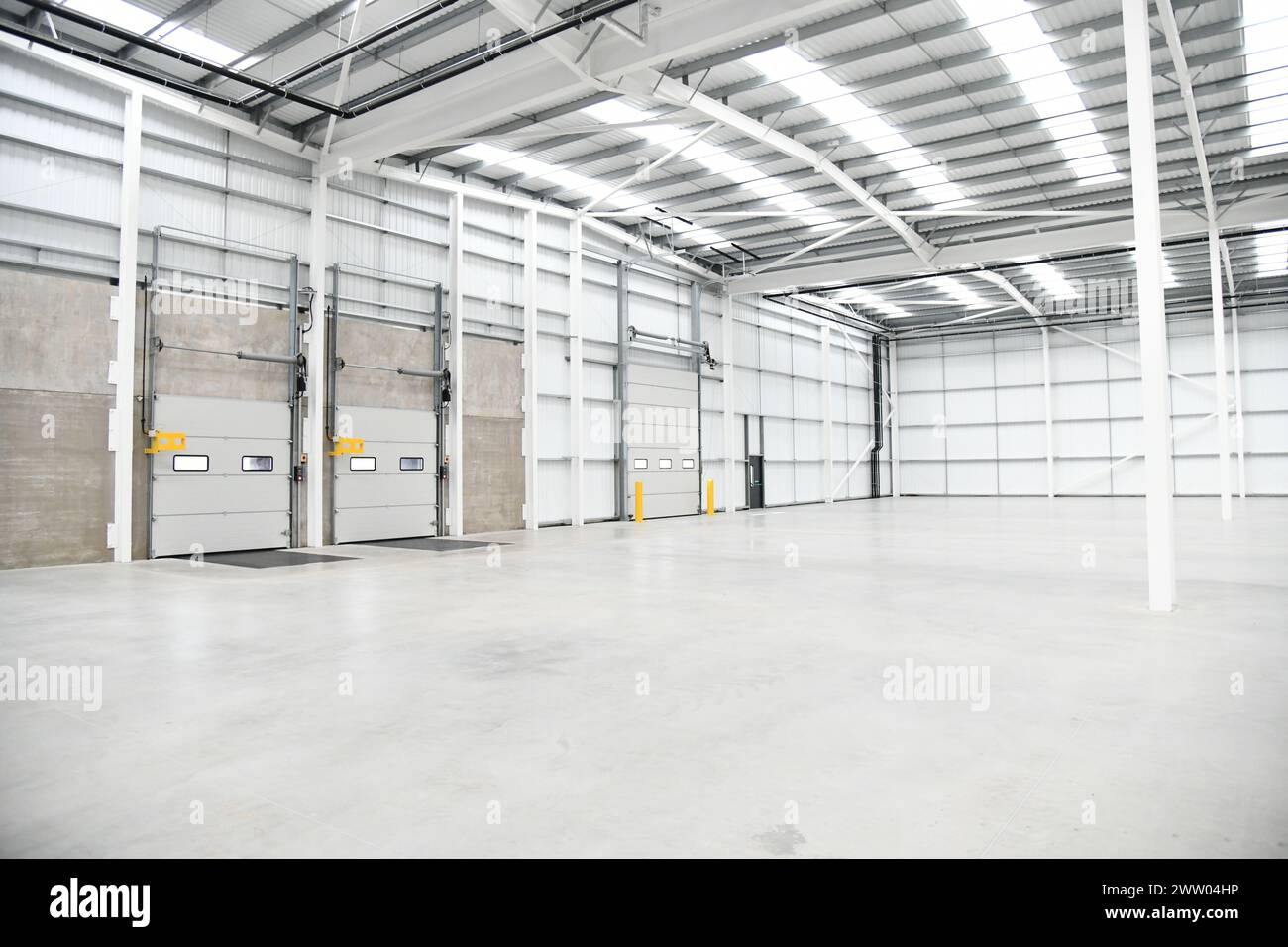 Interior of New Industrial warehouse unit Stock Photo