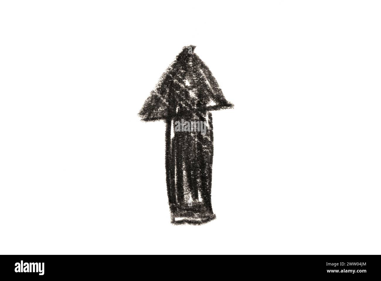 A photo of a black arrow pointing upwards on a white background Stock ...