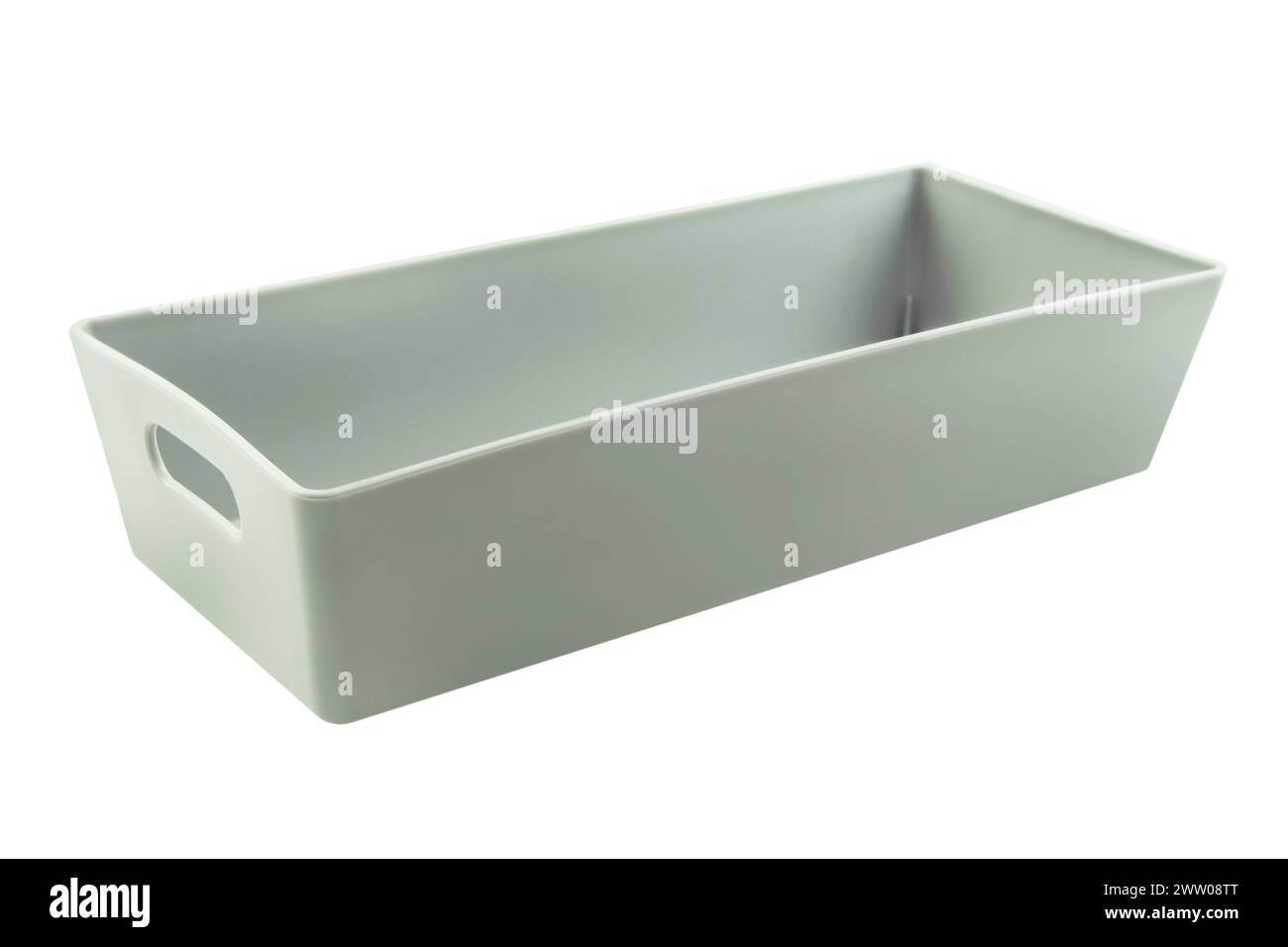Grey storage plastic box isolated on white  background Stock Photo