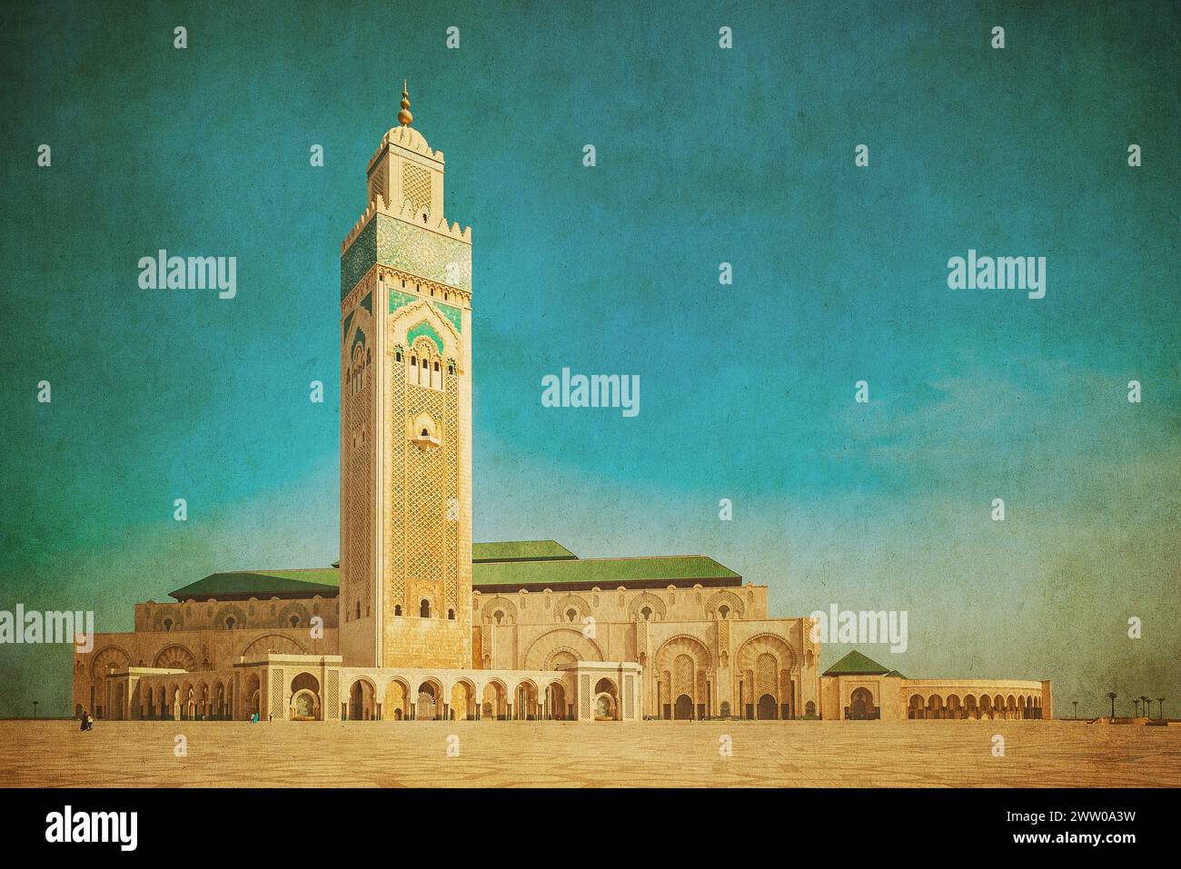 Vintage image of Hassan II Mosque, Casablanca. Morocco Stock Photo