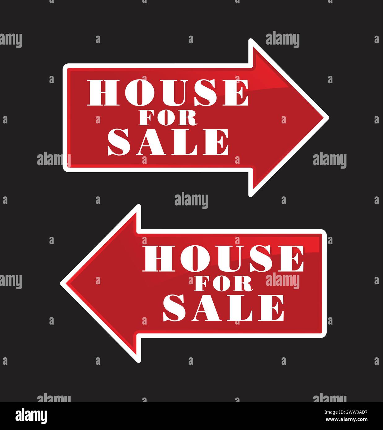 Red Vector House For Sale Real Estate Sign Arrows Stock Vector Image