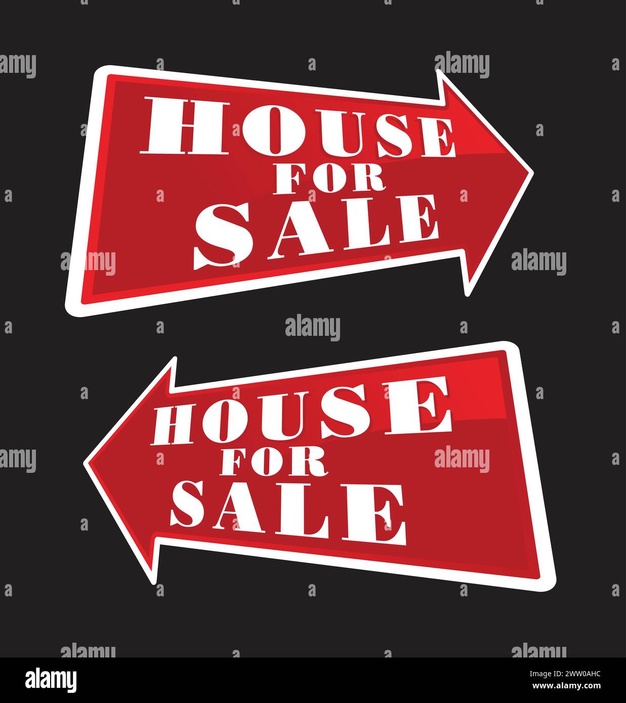 Red Vector House For Sale Real Estate Sign Arrows Stock Vector Image