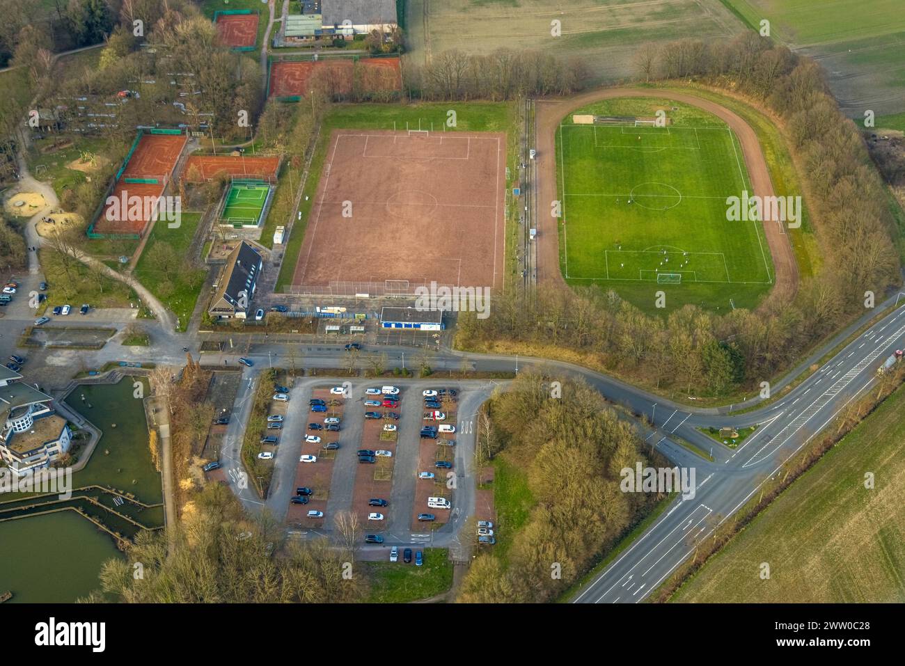 Luftbild, Sportplatz und Fußballplatz 1. FC Pelkum e.V. und