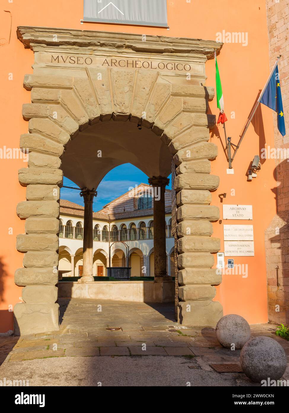 Entrance of the Archaeology Museum of Umbria in Perugia Stock Photo