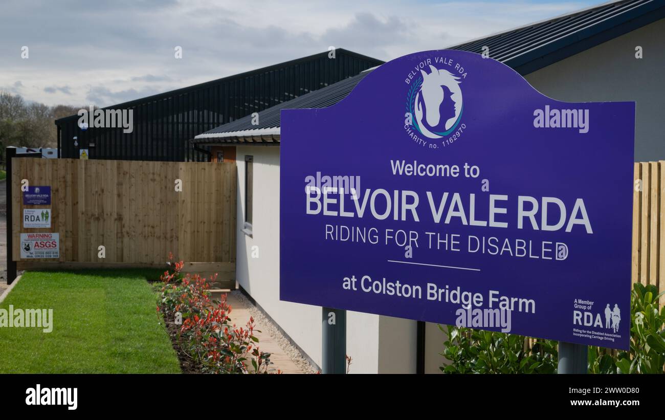 Belvoir Vale RDA Centre (Riding For The Disabled Association) - Colston Bridge Farm, Nottinghamshire Stock Photo