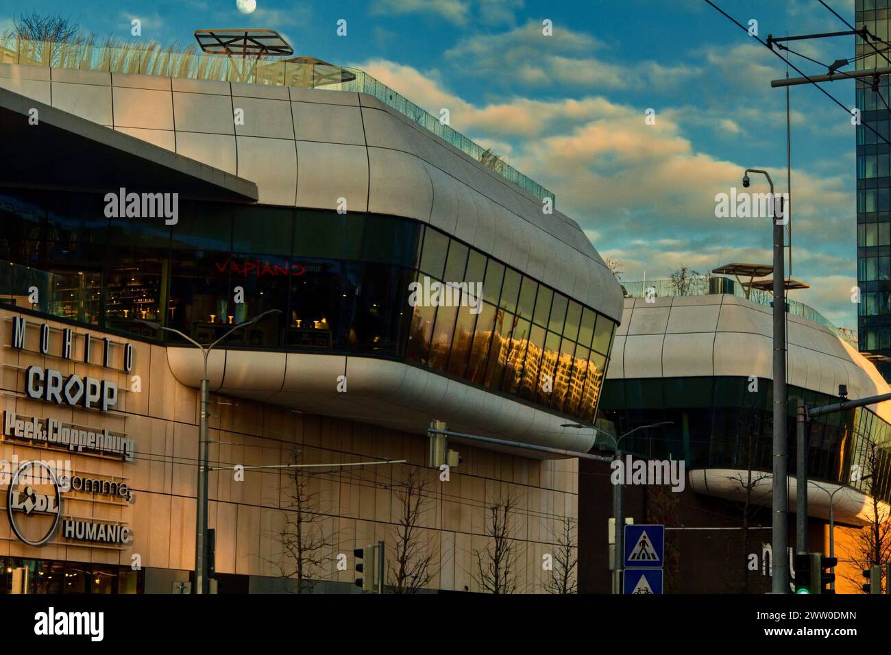 Morning in the city - modern buildings reflecting morning light Stock Photo