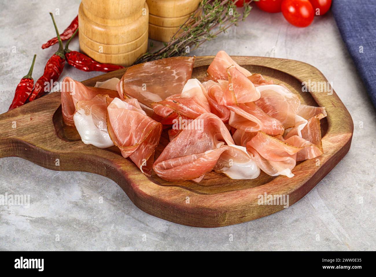 Spanish cured pork meat - Jamon slices Stock Photo - Alamy