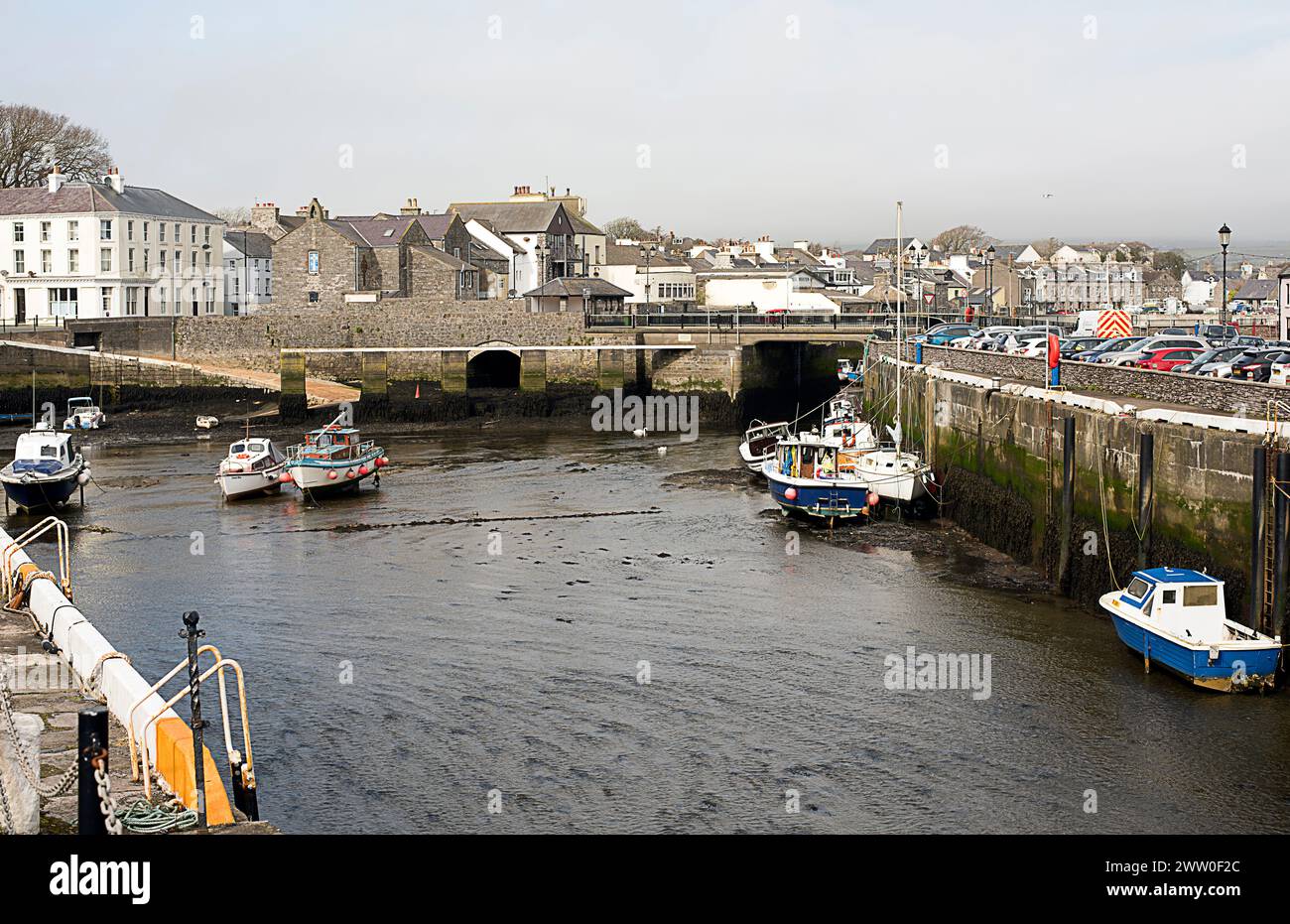 Silverburn River and Inner Harbour, Castletown, Isle of Man Stock Photo