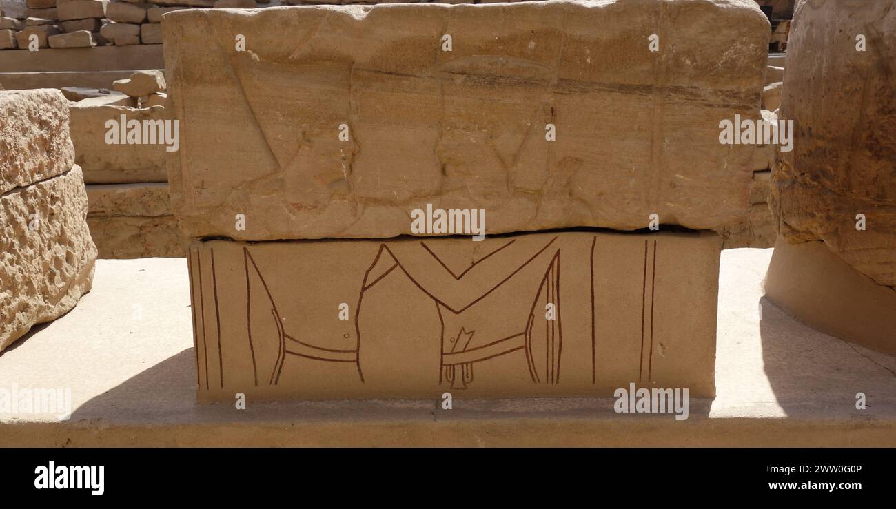 Conservation Project Open Air Museum in one section Luxor Temple. Remains of Luxor and Karnak Temples. Ptolemy VI Philometor Stock Photo