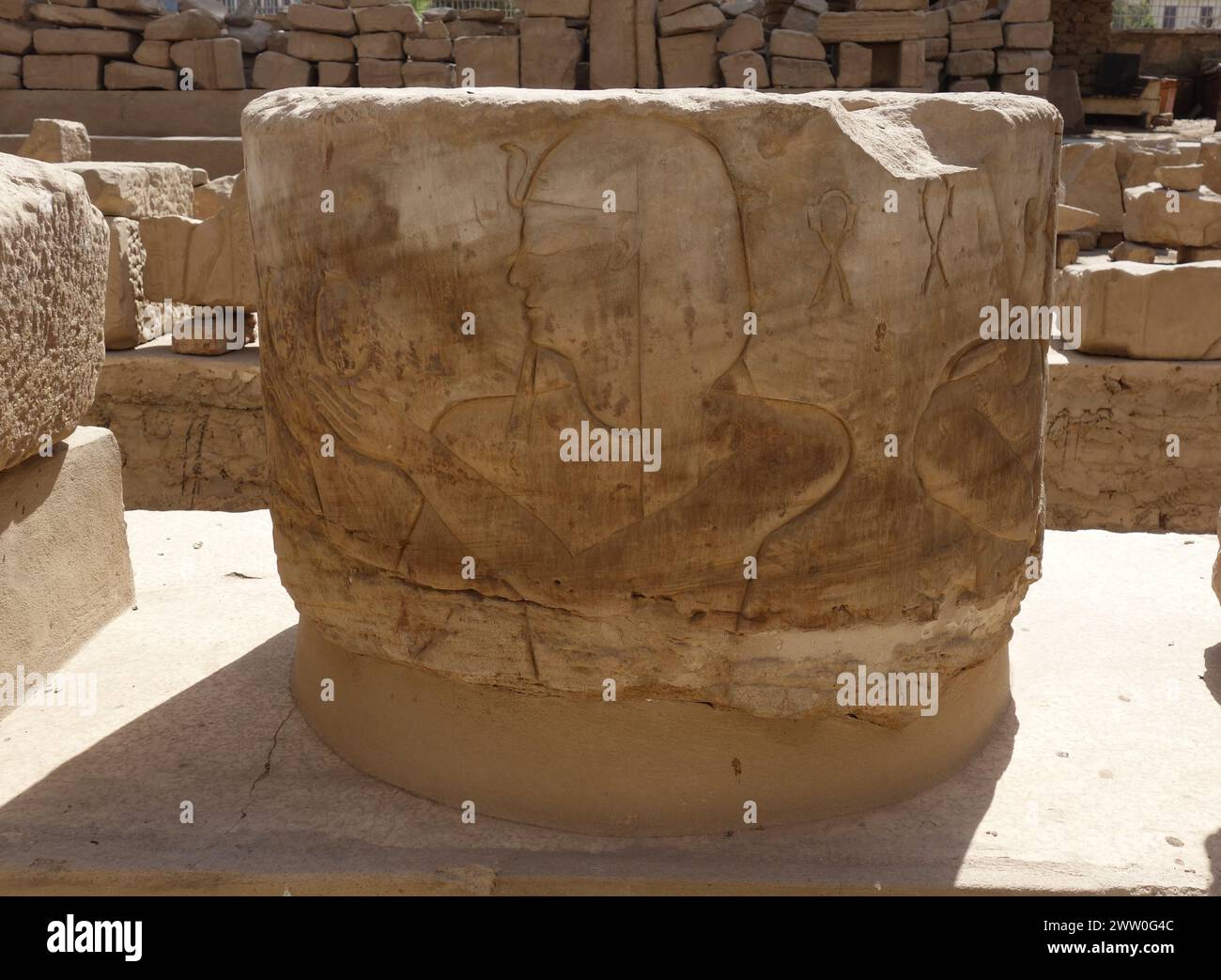 Conservation Project Open Air Museum in one section Luxor Temple. Remains of Luxor and Karnak Temples. Ptolemy IV Philopator Stock Photo