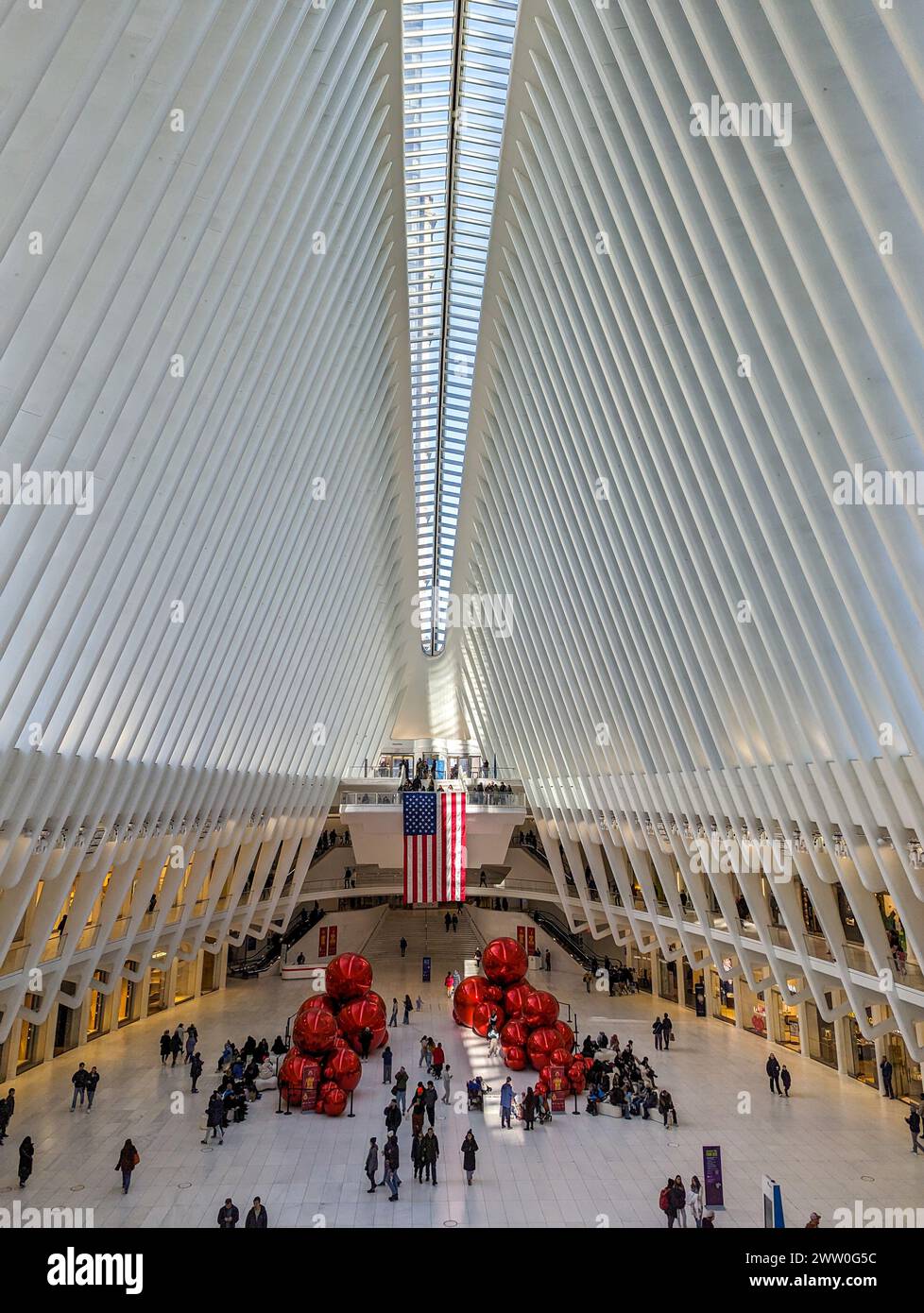 New York, NY - February 20 2024: Inside the subway station at One World Trade Stock Photo
