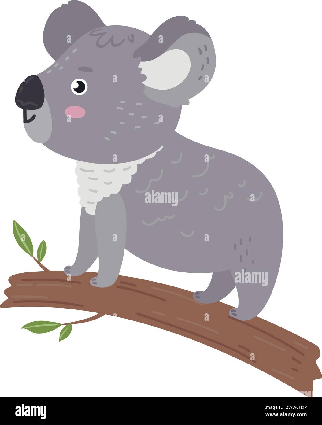 Koala baby on tree branch. Cute animal character Stock Vector Image ...
