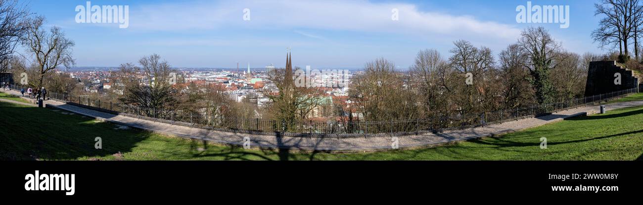 panorama of the city of Bielefeld in North Rhine-Westphalia, Germany seen from the Sparrenburg Castle Stock Photo